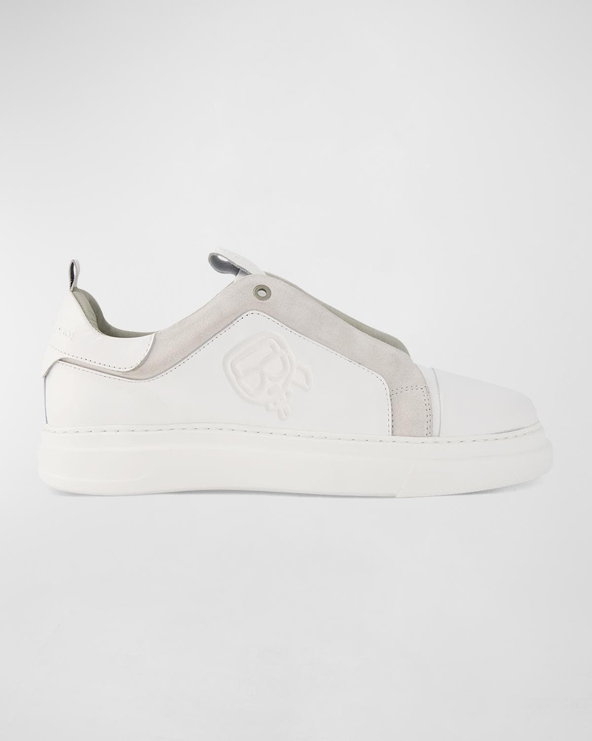 Karl Lagerfeld Paris Men's Leather and Suede Karl Head Low-Top Sneakers