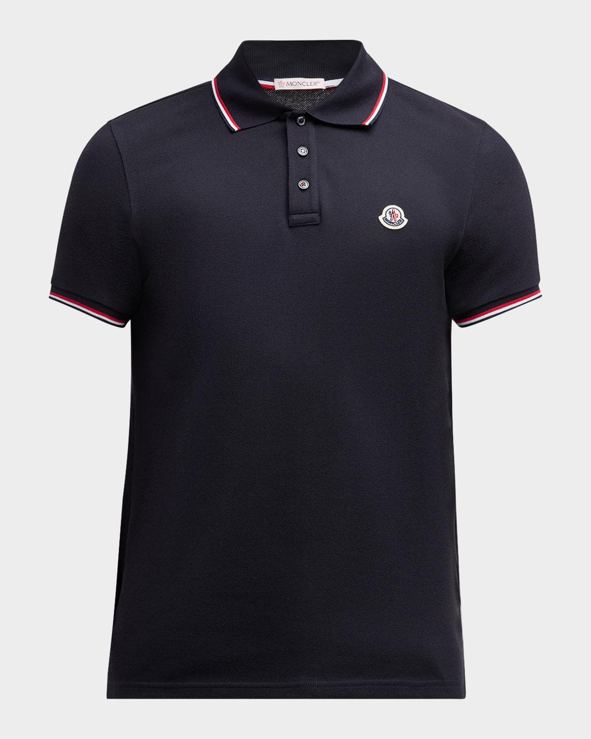 Moncler Men's Pique Logo Patch Polo Shirt