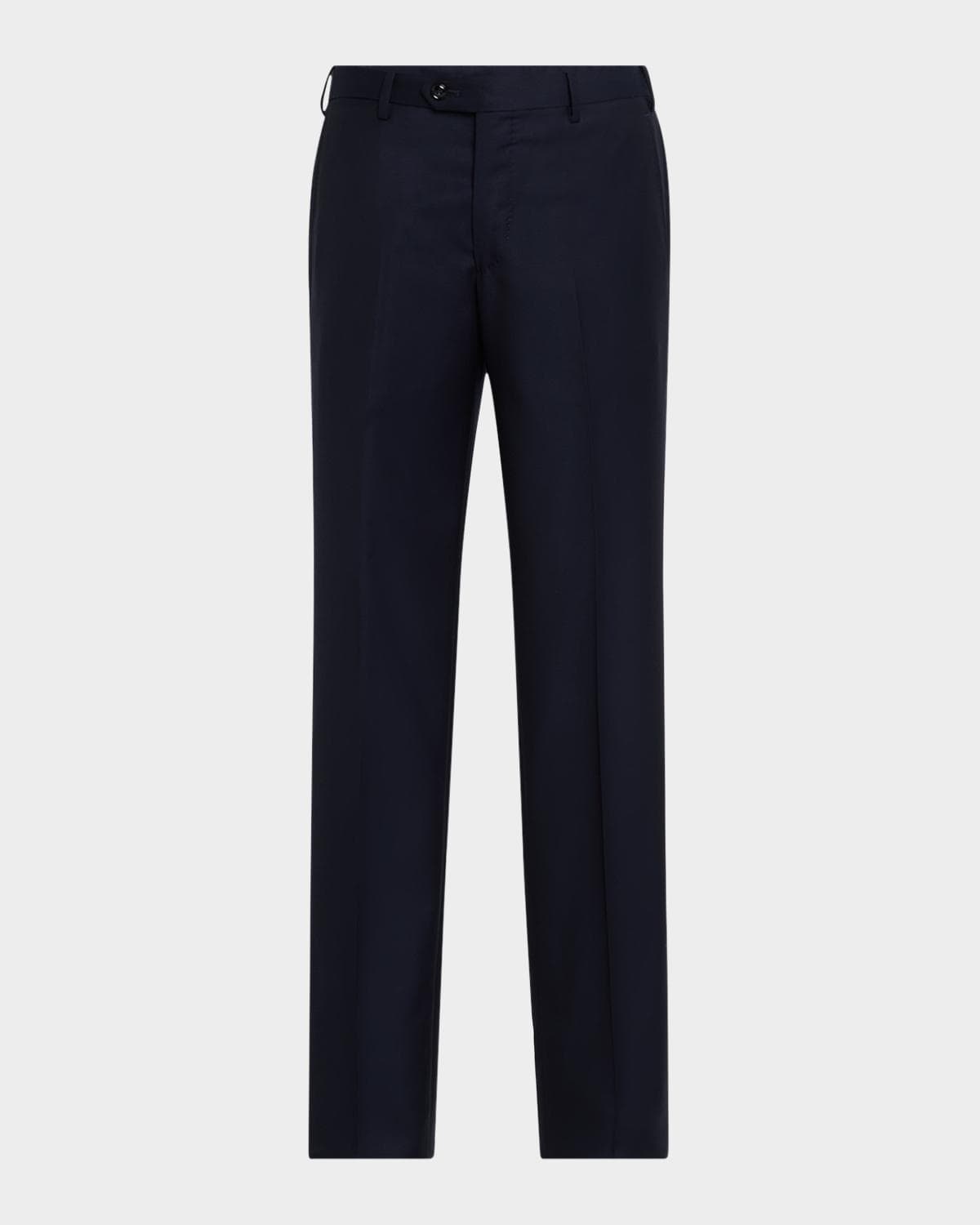 Giorgio Armani Men's Solid Wool Flat-Front Trousers