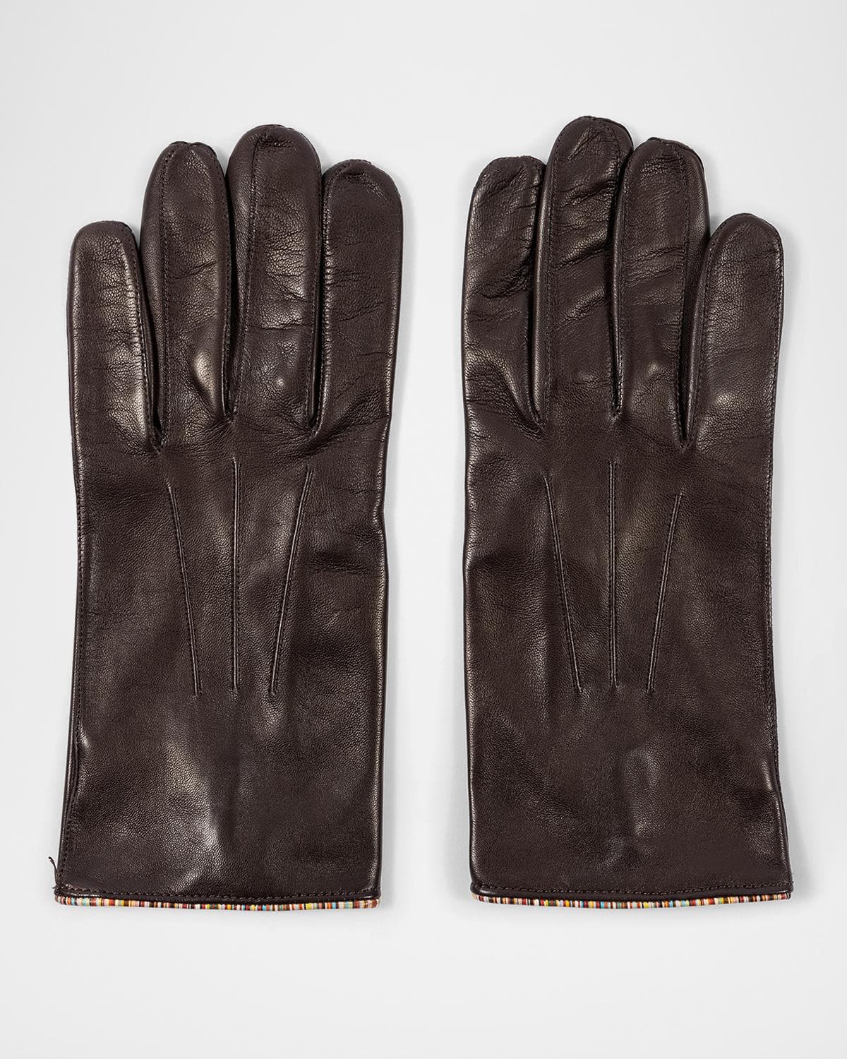 Paul Smith Men's Striped-Piping Leather Gloves
