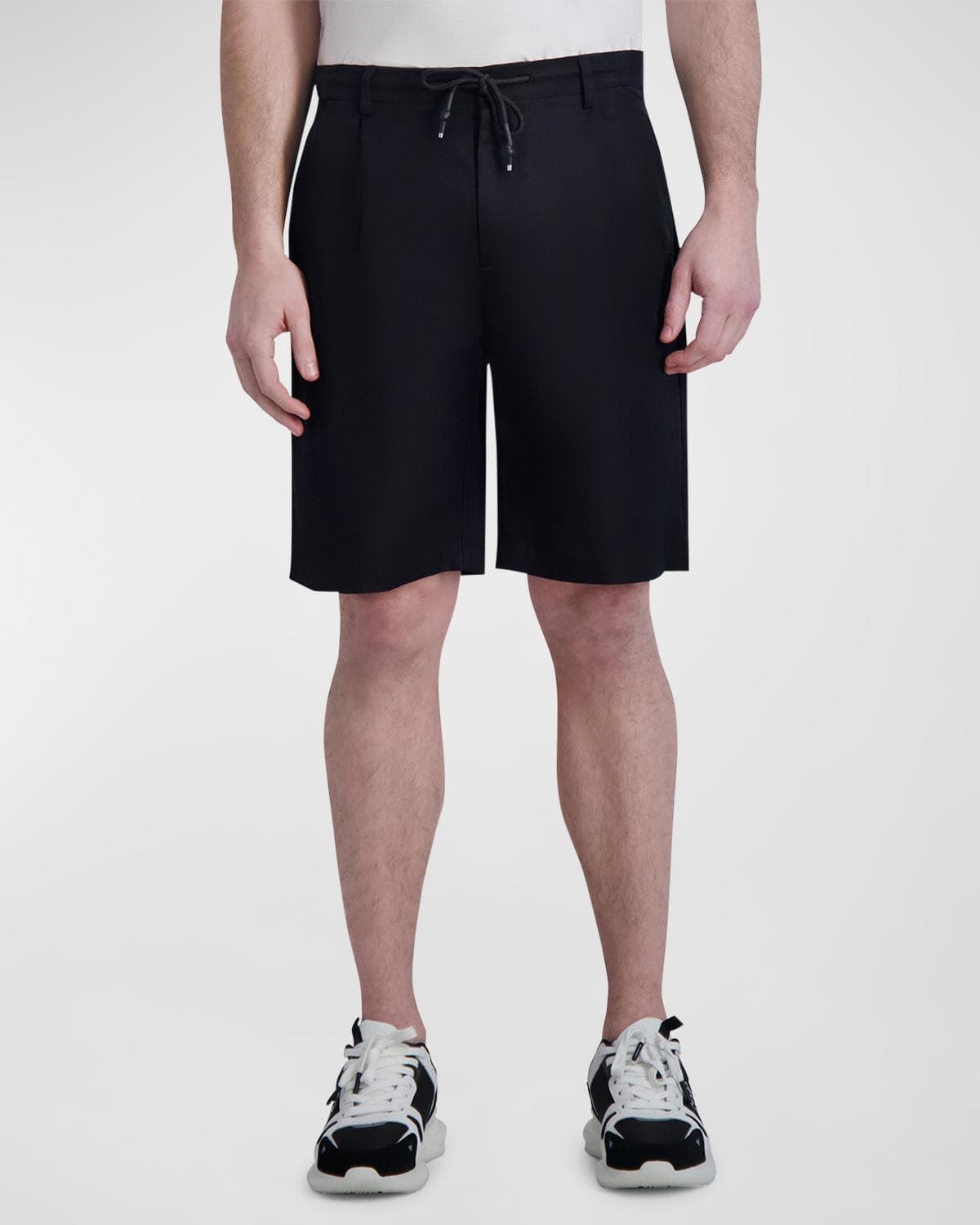 Karl Lagerfeld Paris Men's Pleated Drawcord Shorts