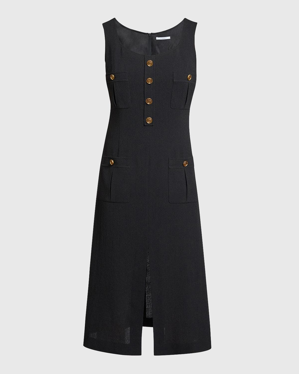 Santorelli Fanny Button-Embellished Crepe Dress