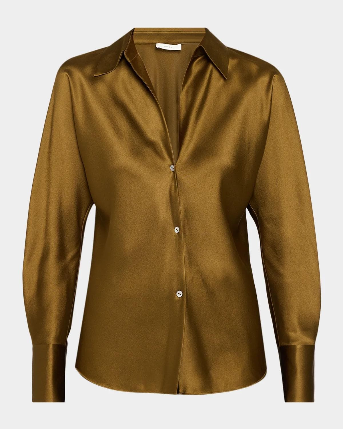 Vince Bias Silk Long-Sleeve Blouse