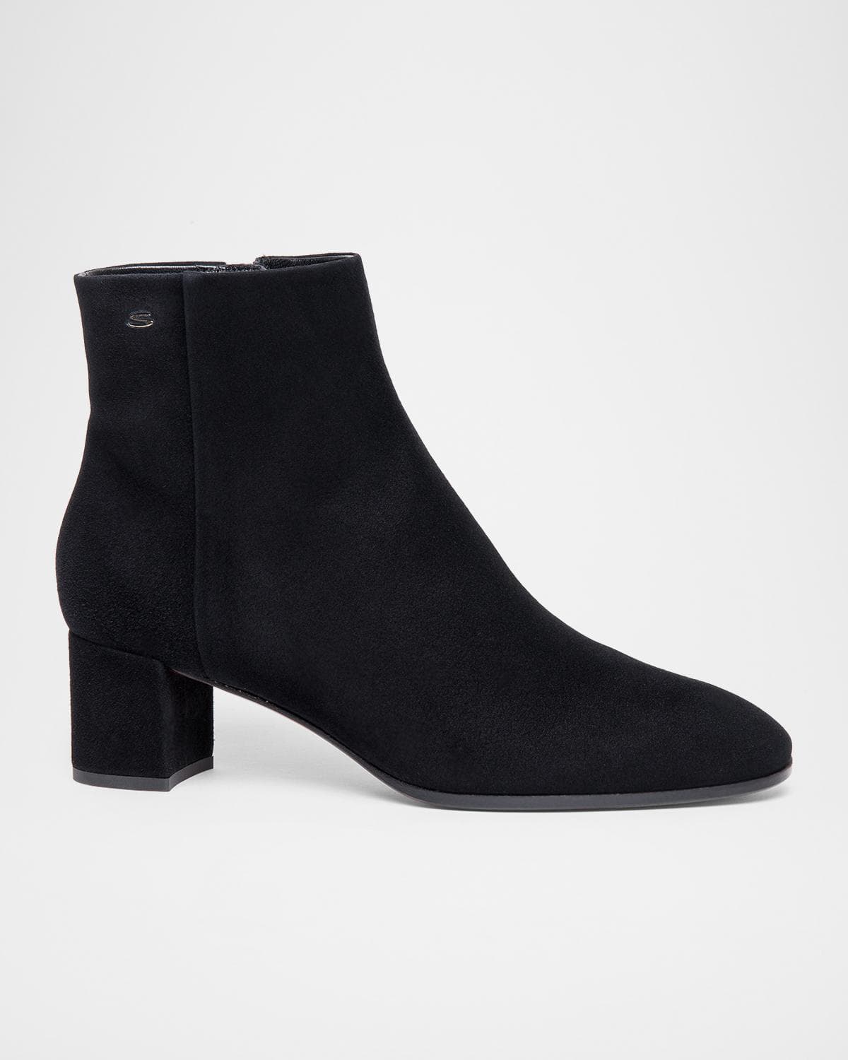 Santoni Suede Block-Heel Ankle Booties