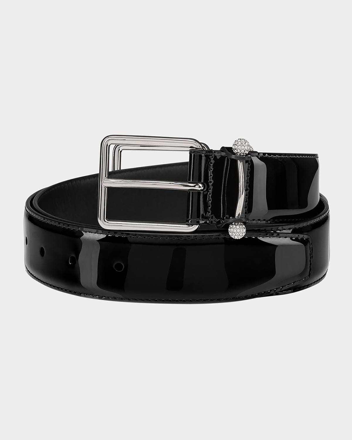Christian Louboutin Men's Chambeliss Night Strass Patent Leather Belt