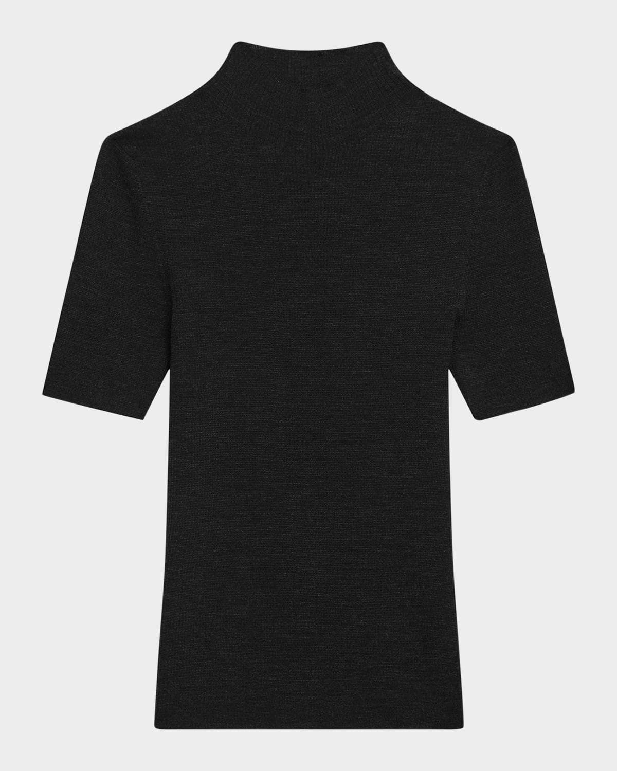 Theory Leenda Regal Merino Wool Short-Sleeve Mock-Neck Top