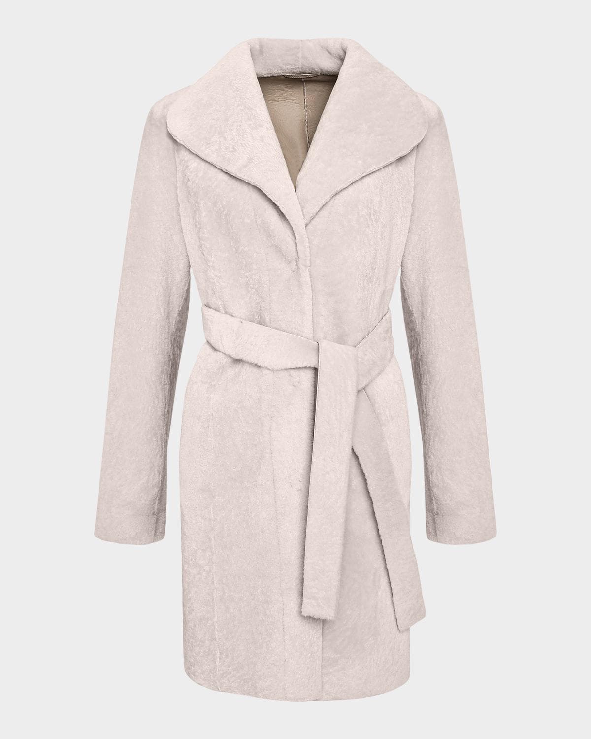 Gorski Textured Lamb Shearling Reversible Stroller Coat With Belt