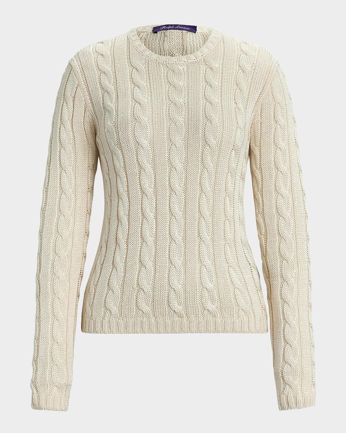 Ralph Lauren Collection Cable-Knit Silk Crewneck Sweater