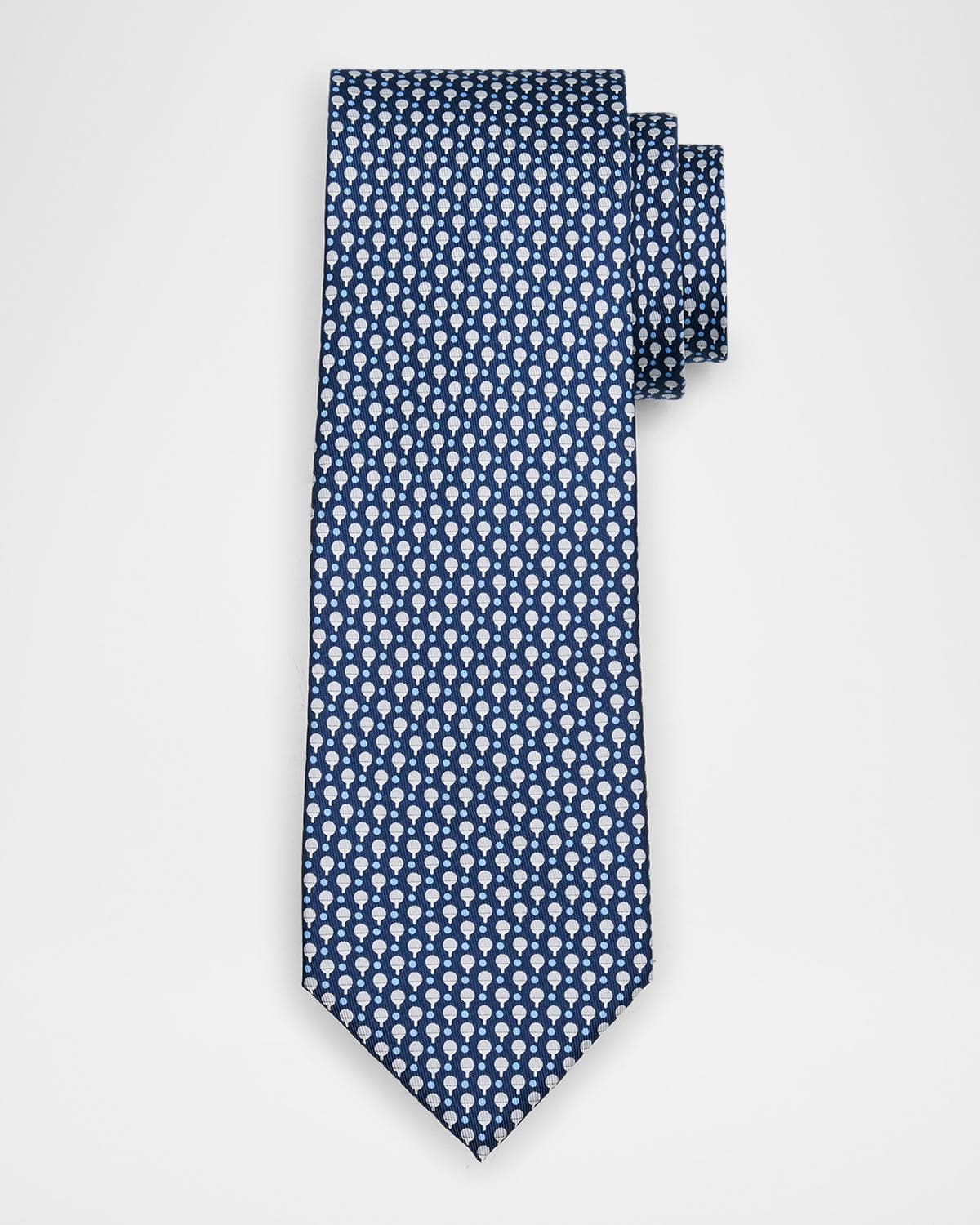 FERRAGAMO Men's Ping Pong Paddle Printed Silk Tie