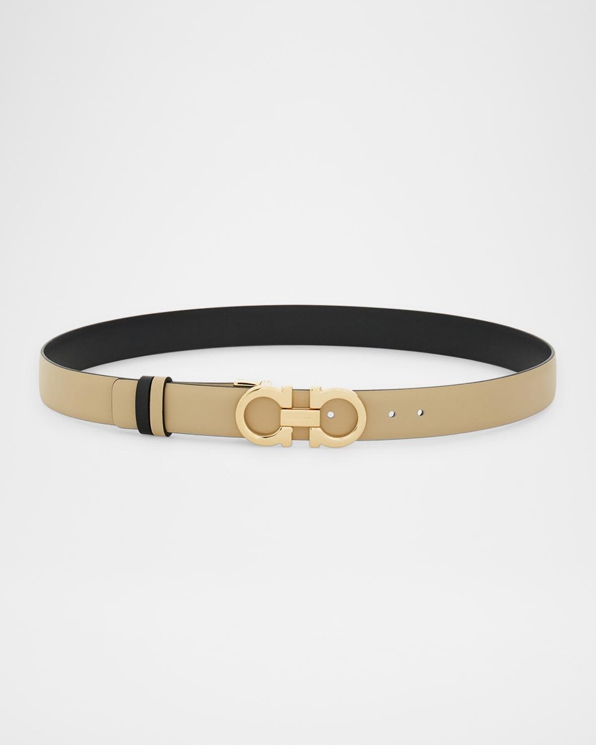 FERRAGAMO Mediterranean Gancini Leather Skinny Belt