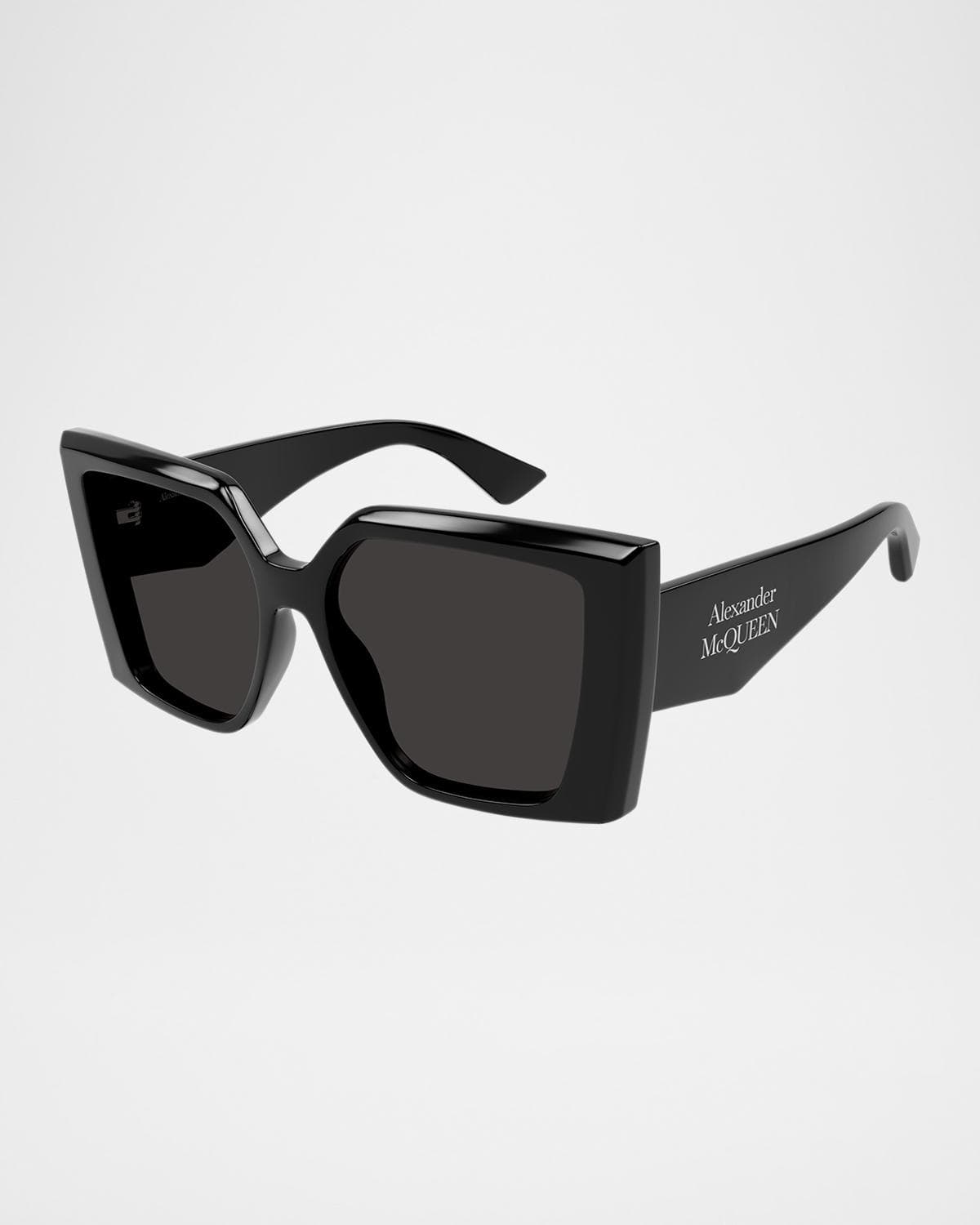 McQueen Square Logo-Print Acetate Sunglasses