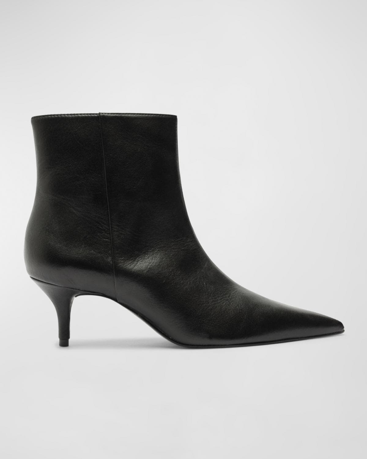 Schutz Mikki Leather Kitten Zip Booties