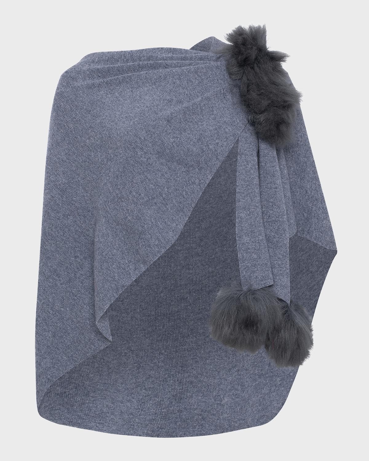 Gorski Select Wool Capelet With Lamb Shearling Poms