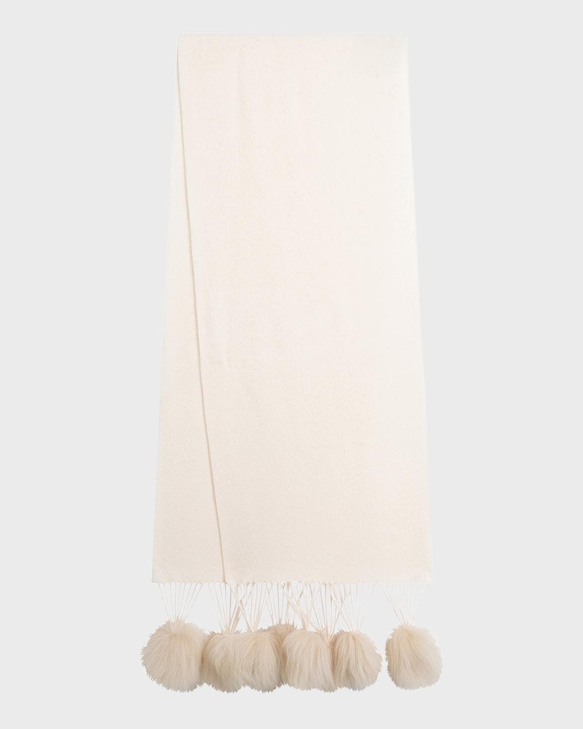 Gorski Select Cashmere Stole With Lamb Shearling Poms
