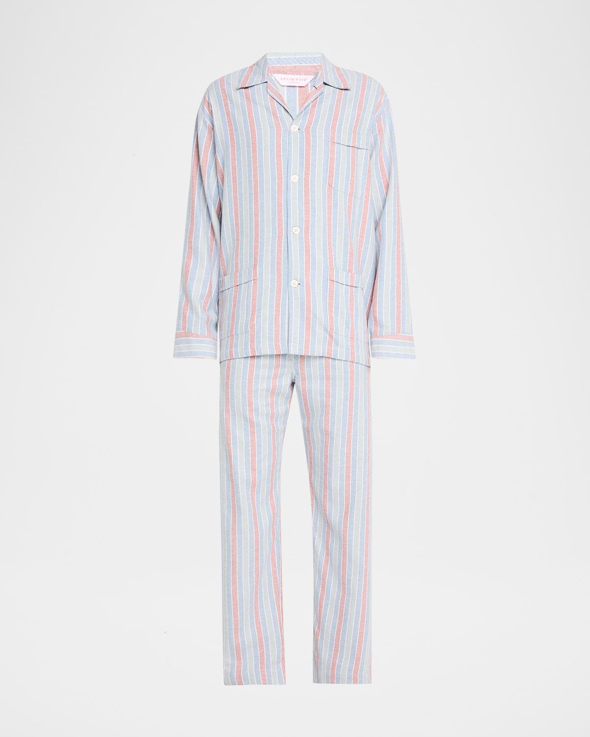Derek Rose Men's Kelburn Cotton Stripe Long Pajama Set