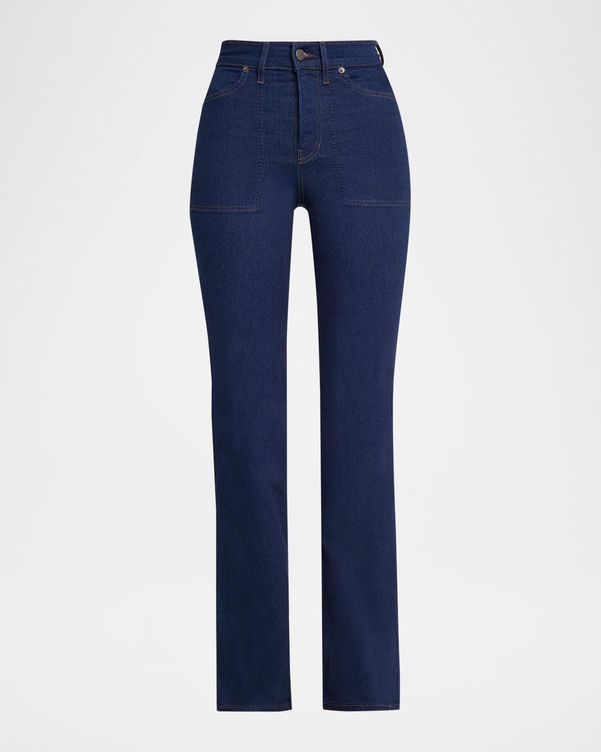 Veronica Beard Crosbie Straight-Leg Jeans with Patch Pockets
