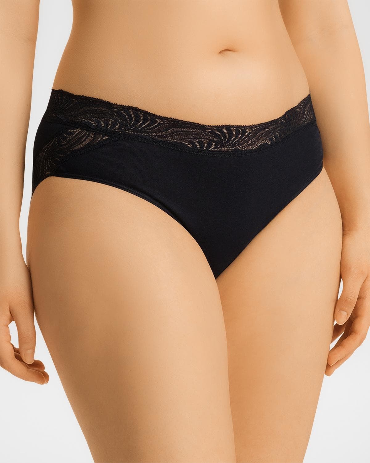 Hanro Cotton Delight Lace-Trim High-Cut Briefs