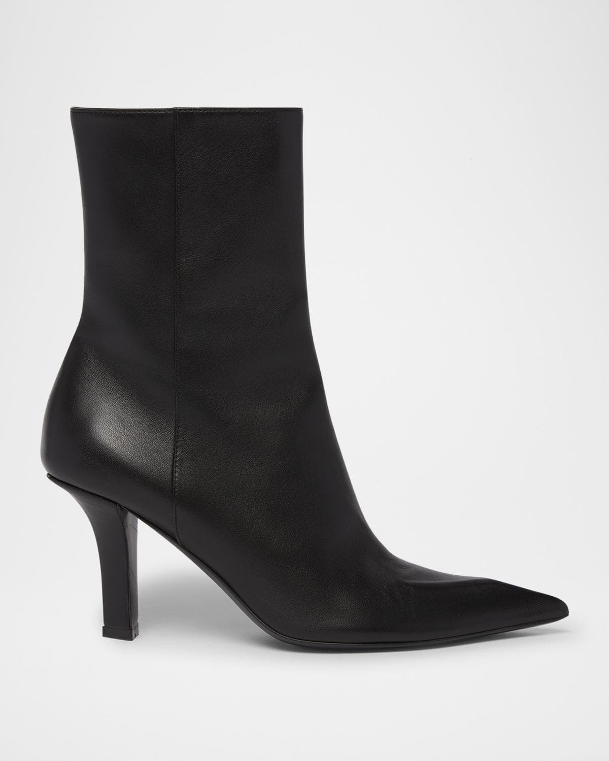 Amina Muaddi Christine Leather Zip Ankle Booties