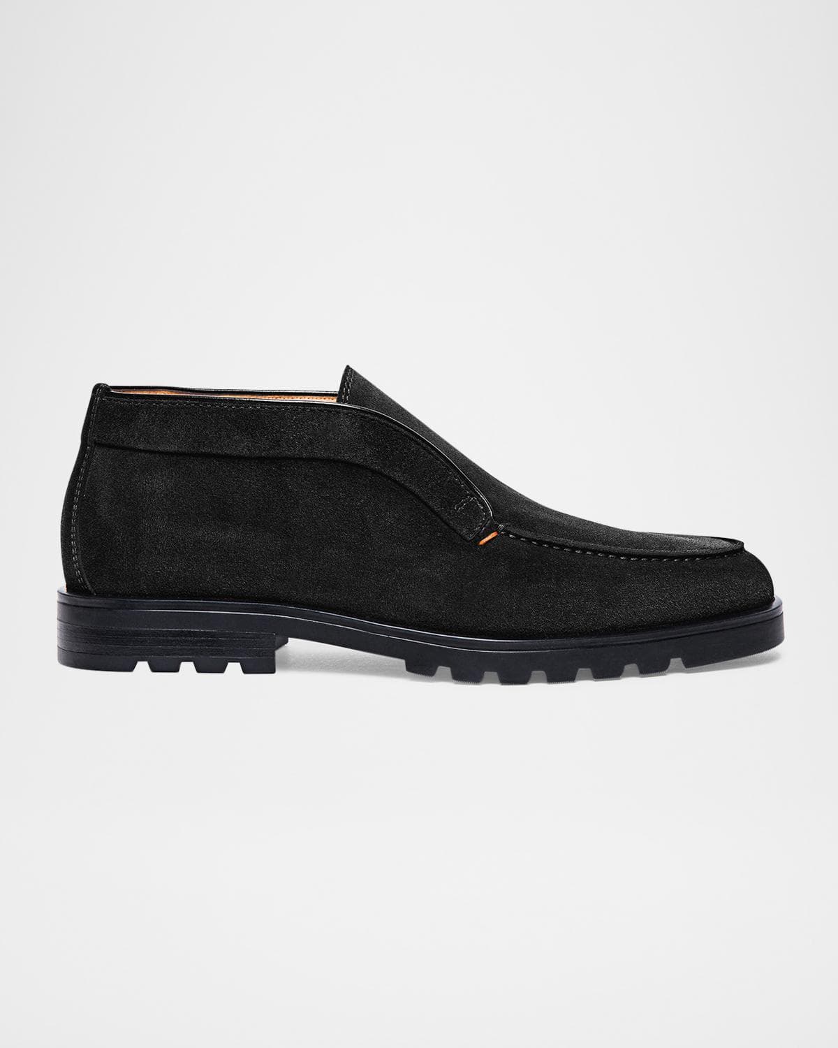 Santoni Men's Rock Suede Moc-Toe Chukka Boots