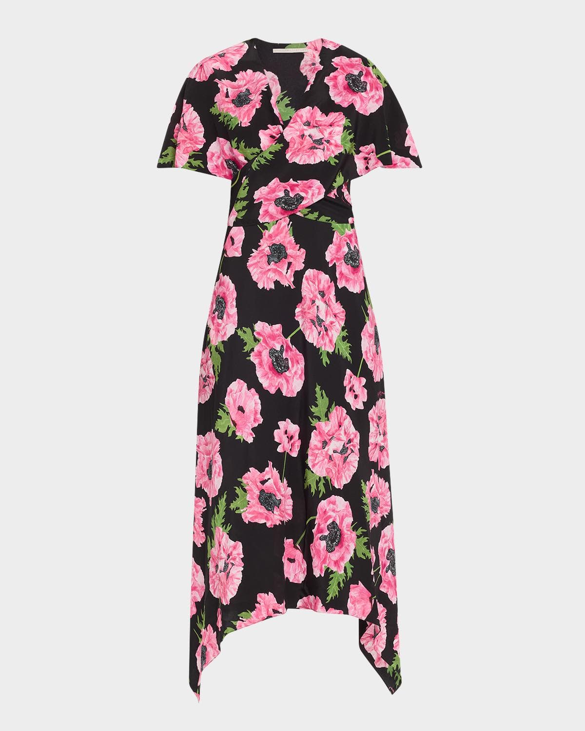 Stella McCartney Floral Print Asymmetric Midi Dress