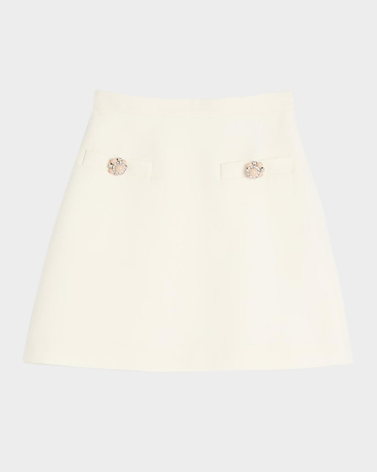 Valentino Garavani Brooch Wool Mini Skirt