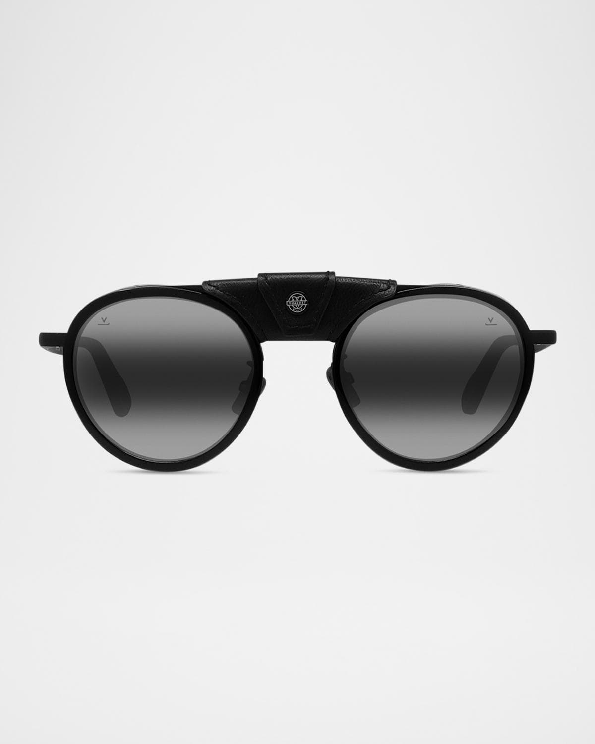 Vuarnet Men's Glacier 01 Titanium Round Sunglasses with Side Shields and Cord