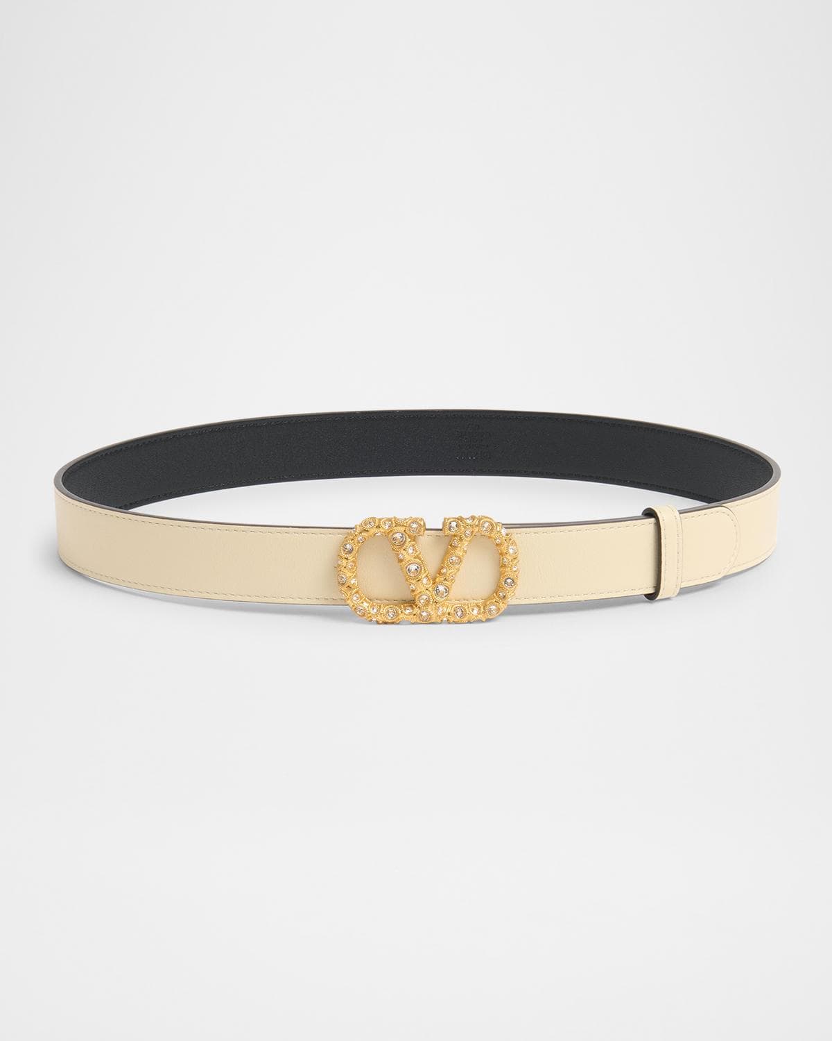 Valentino Garavani VLogo Signature Embellished Leather Belt, 30mm