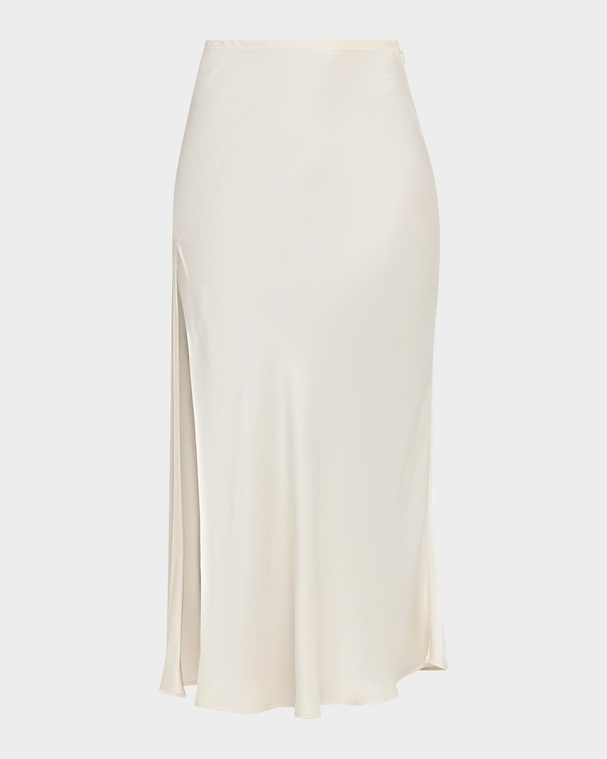LAPOINTE Satin Bias Slit Midi Skirt
