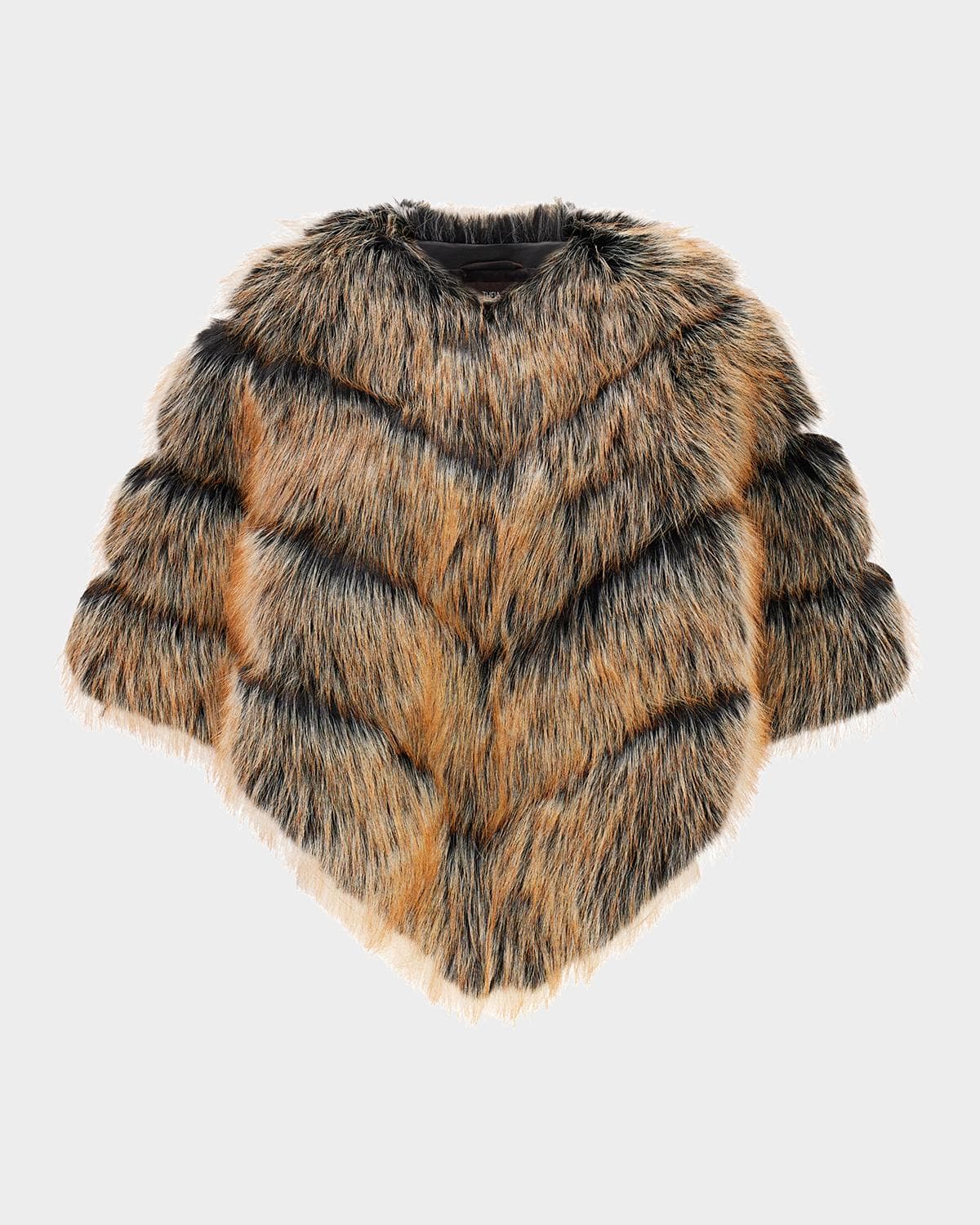 Theia Fox-Like Faux Fur Cape