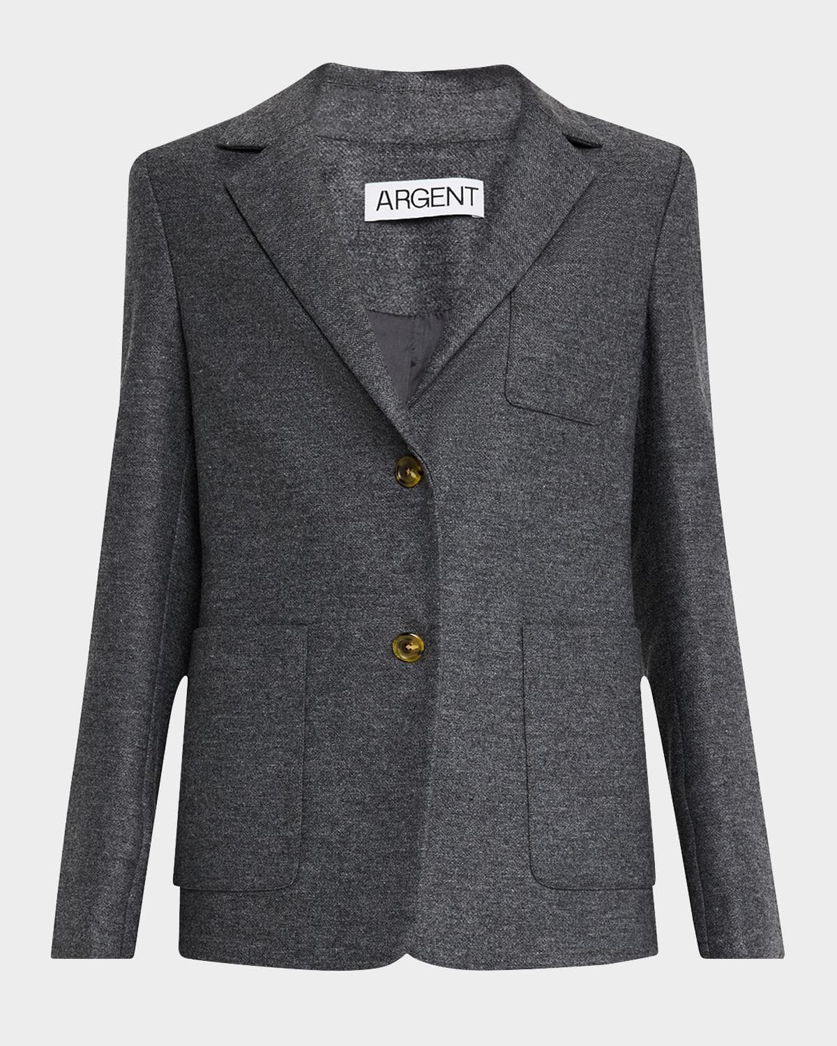 ARGENT Single-Breasted Textured Wool Weekend Blazer