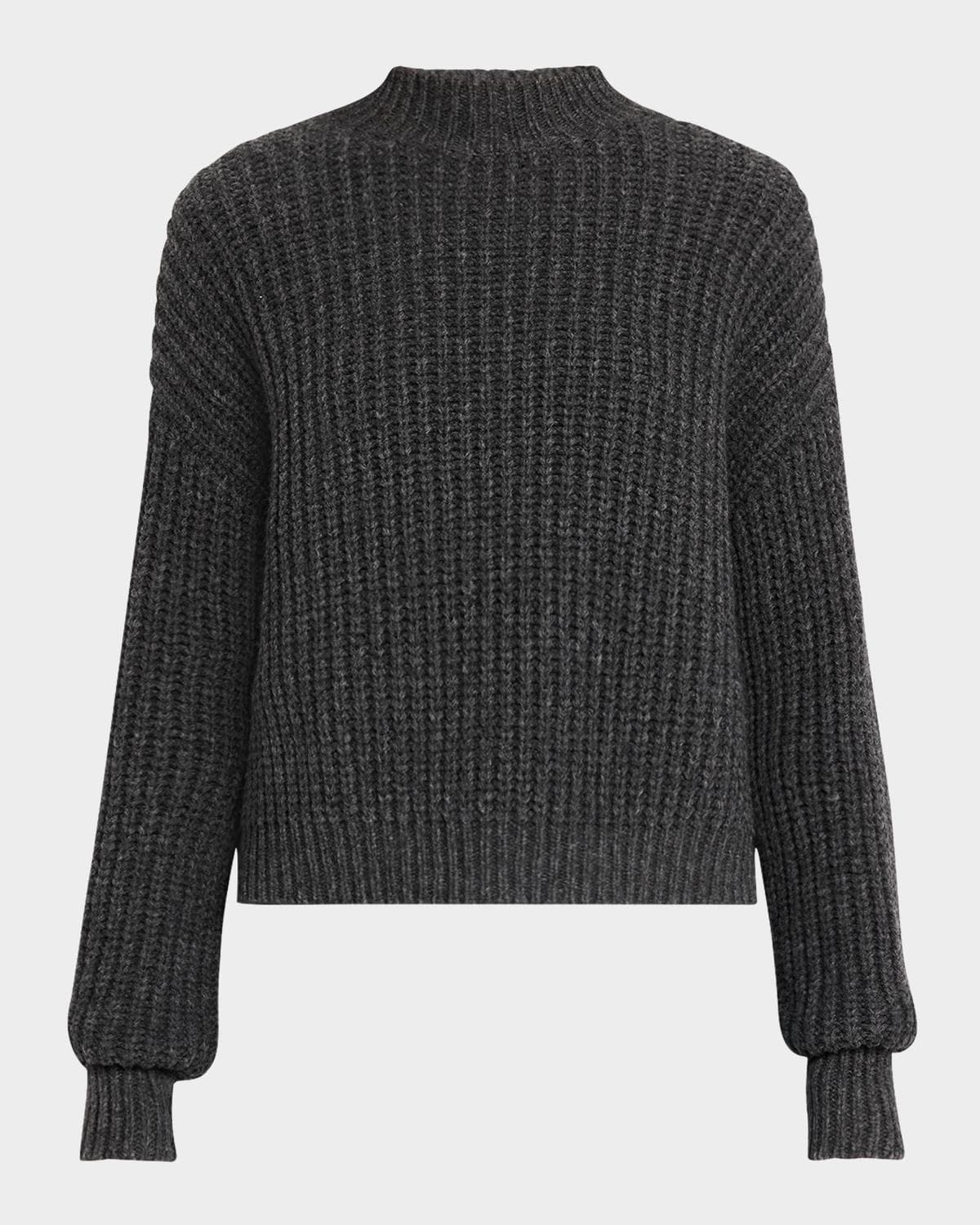 ARGENT Ribbed Mock-Neck Fisherman Sweater · LARGE