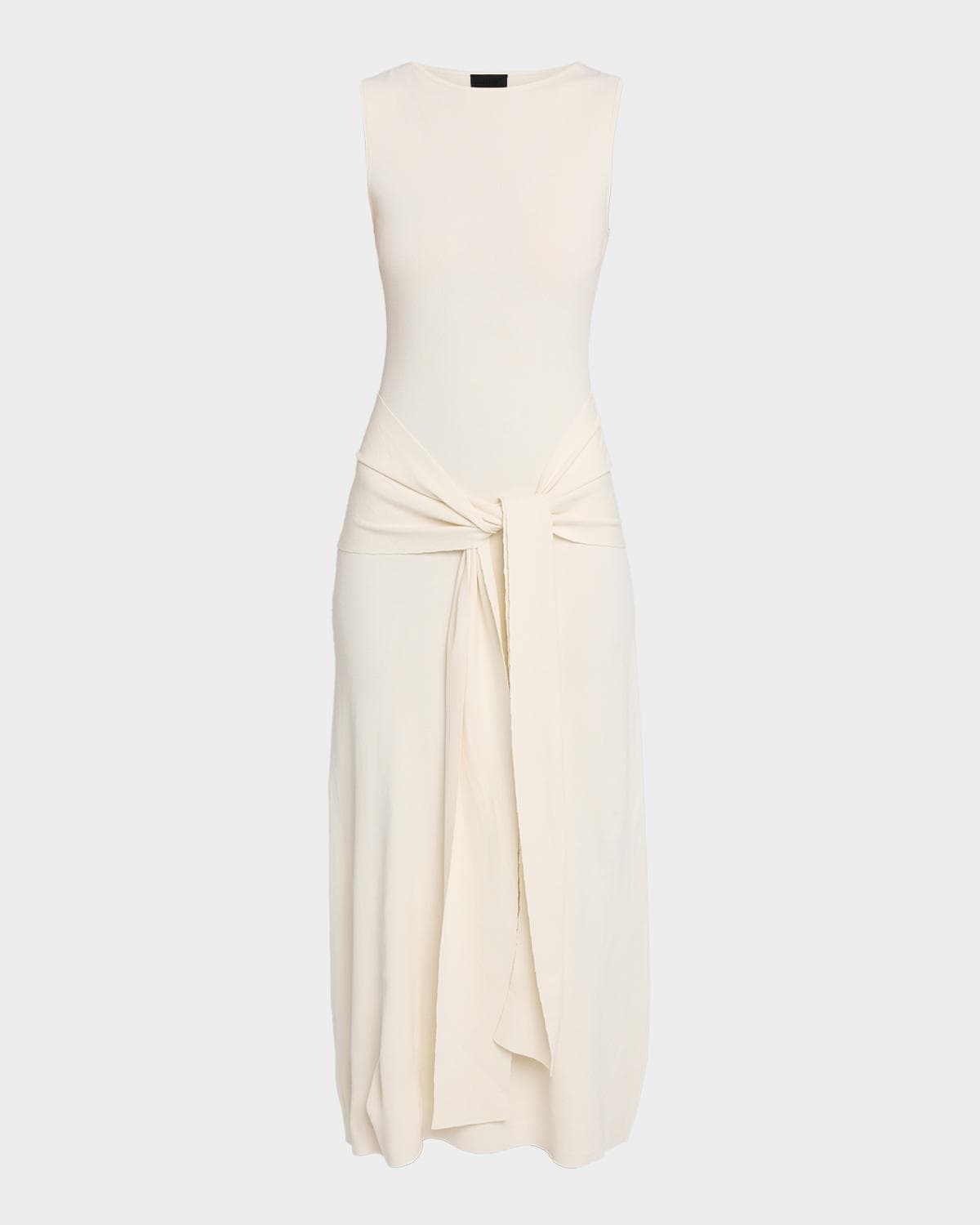 LAPOINTE Waist-Tie Sleeveless Matte Viscose Midi Dress