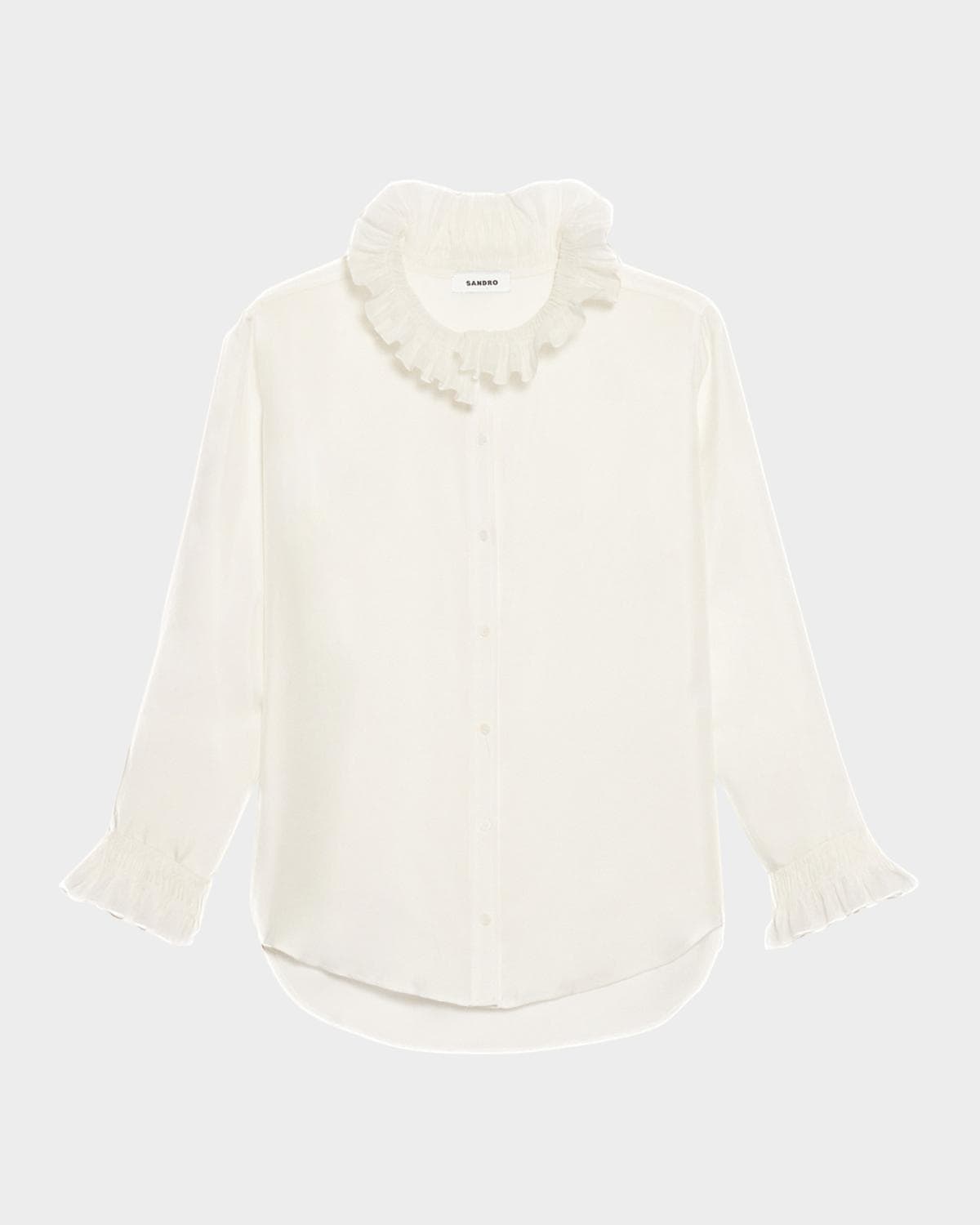 Sandro Haby Ruffled Silk Shirt