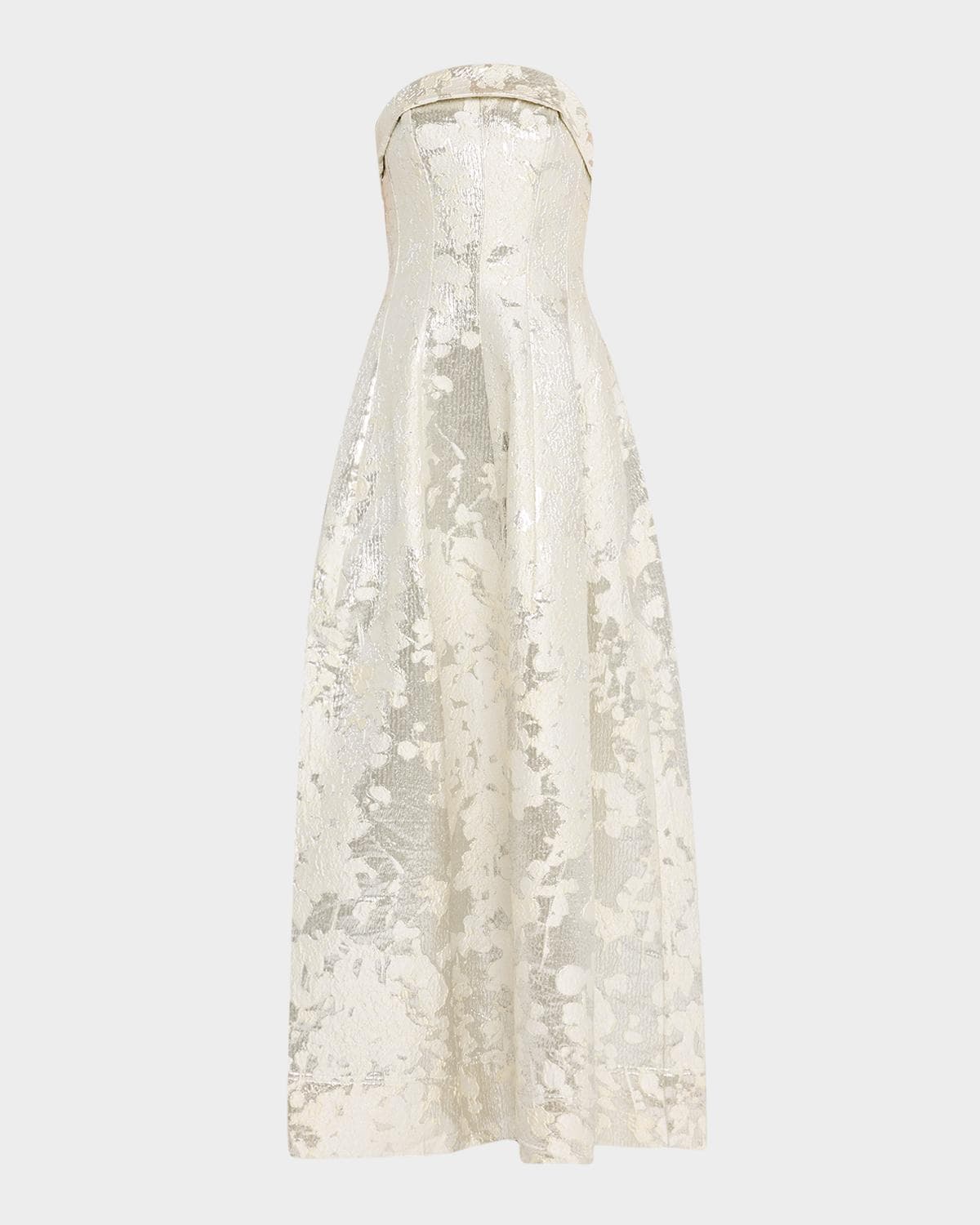 SIMKHAI Octavia Strapless Metallic Jacquard Gown · 10