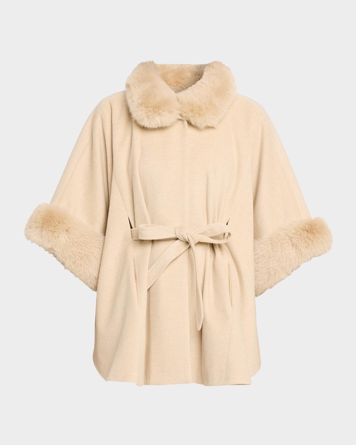 Sofia Cashmere Cashmere Shawl W/ Faux Fur Trim