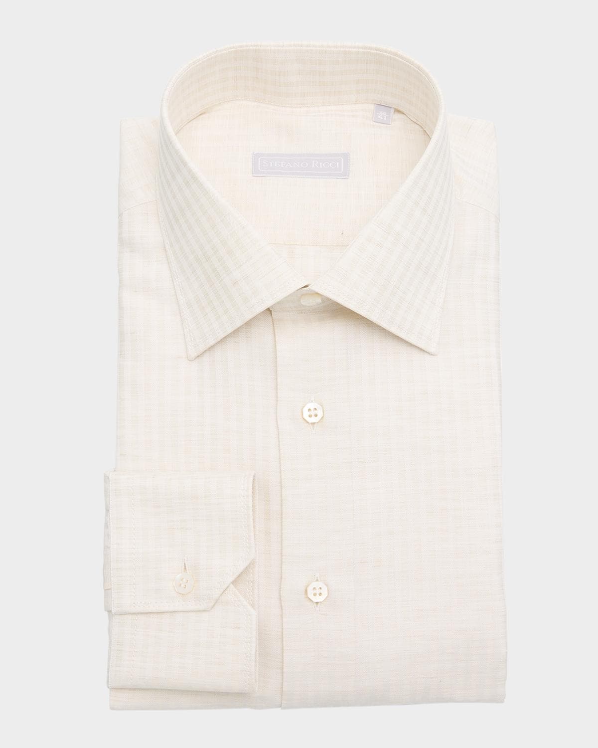 Stefano Ricci Men's Cotton, Silk and Linen Stripe Dress Shirt