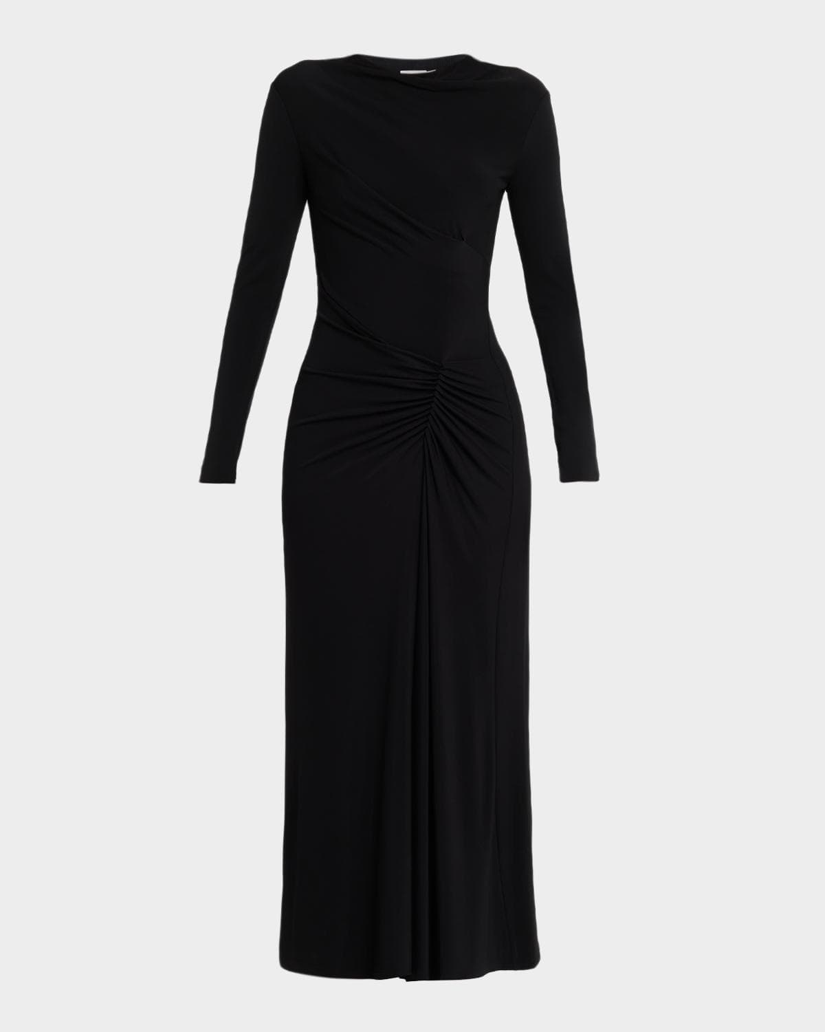 SIMKHAI Ferrera Ruched Long-Sleeve Midi Dress