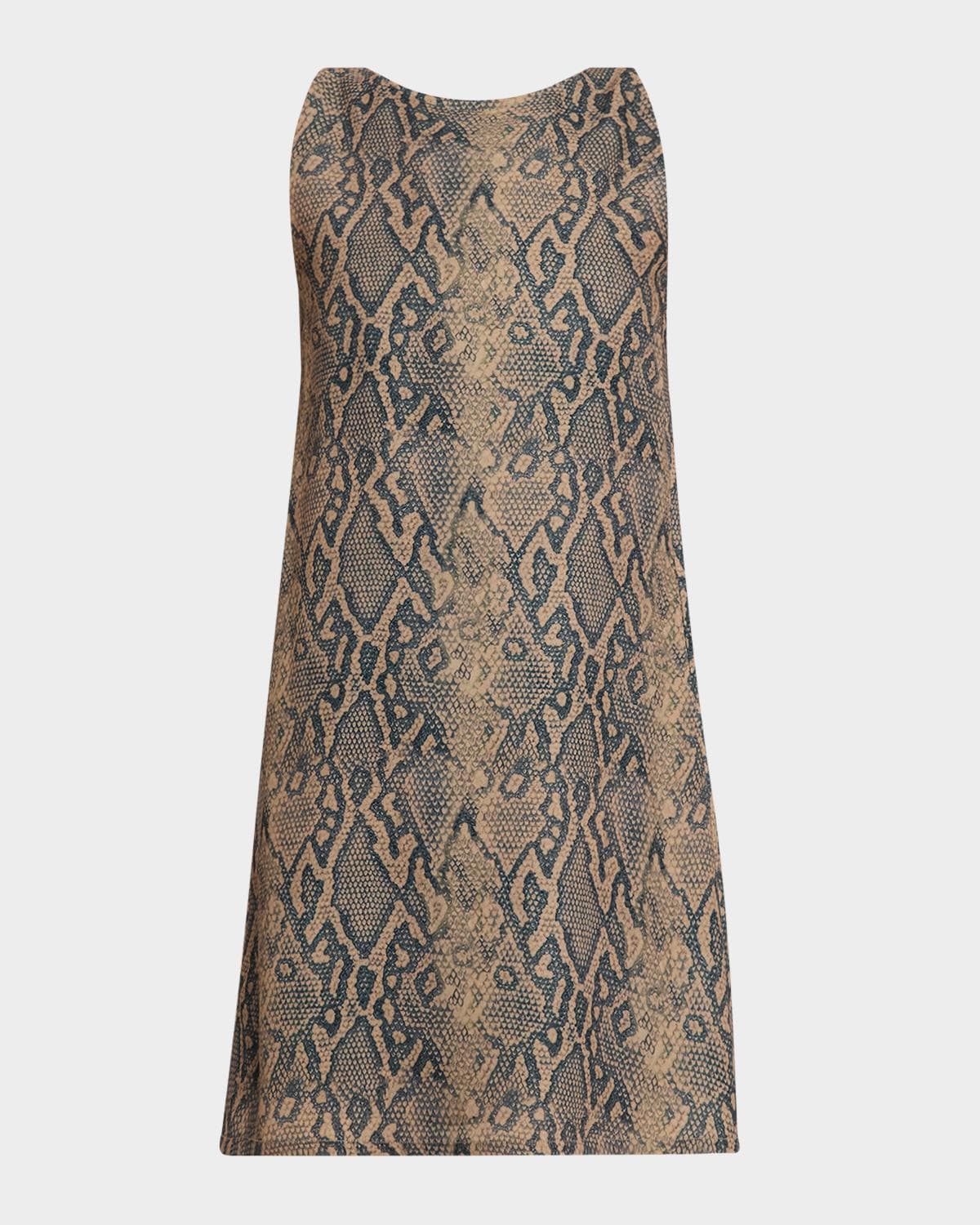 Emporio Armani Snakeskin Effect Sleeveless Mini Shift Dress