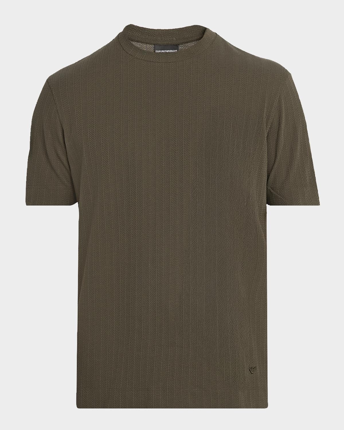 Emporio Armani Men's Tonal Basketweave Crewneck T-Shirt · LARGE