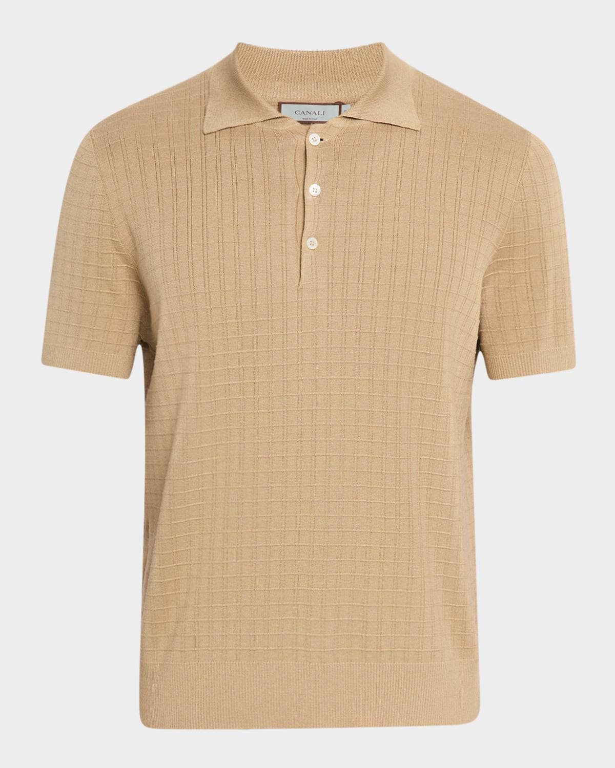 Canali Men's Grid Jacquard Knit Polo