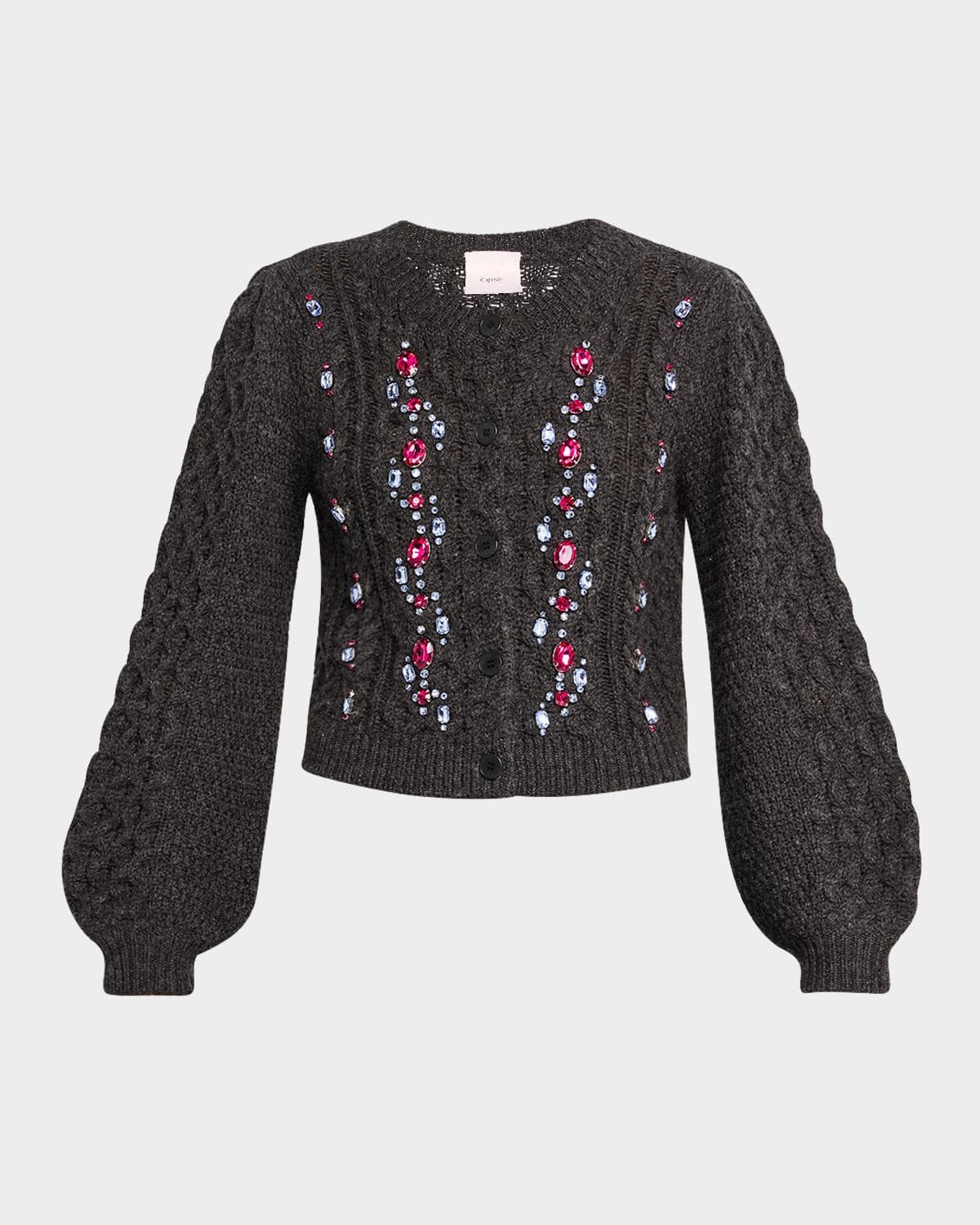 Cinq à Sept Joelle Embellished Cable-Knit Cardigan · MEDIUM