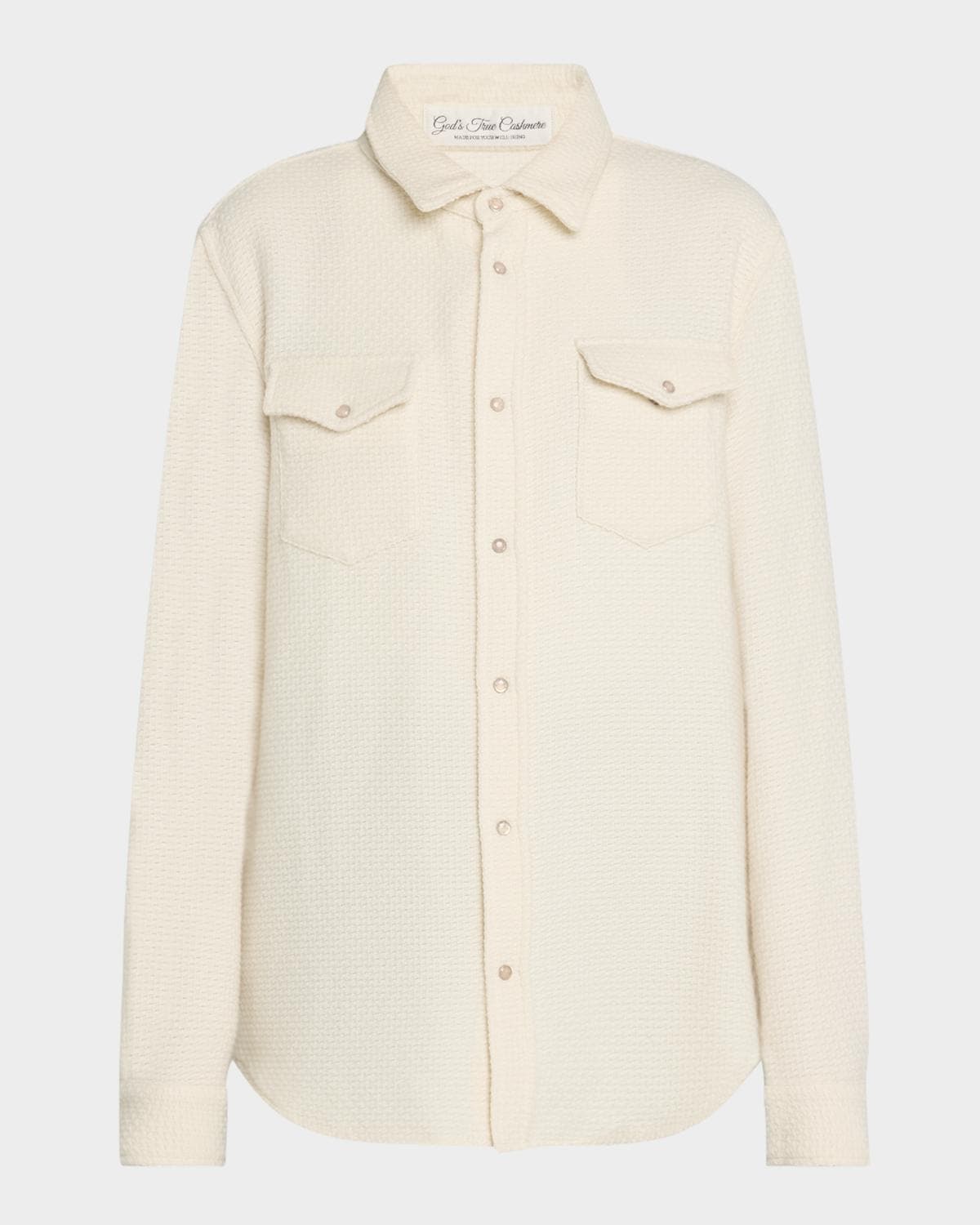God's True Cashmere Cashmere Waffle Knit Snap Collared Shirt · MEDIUM