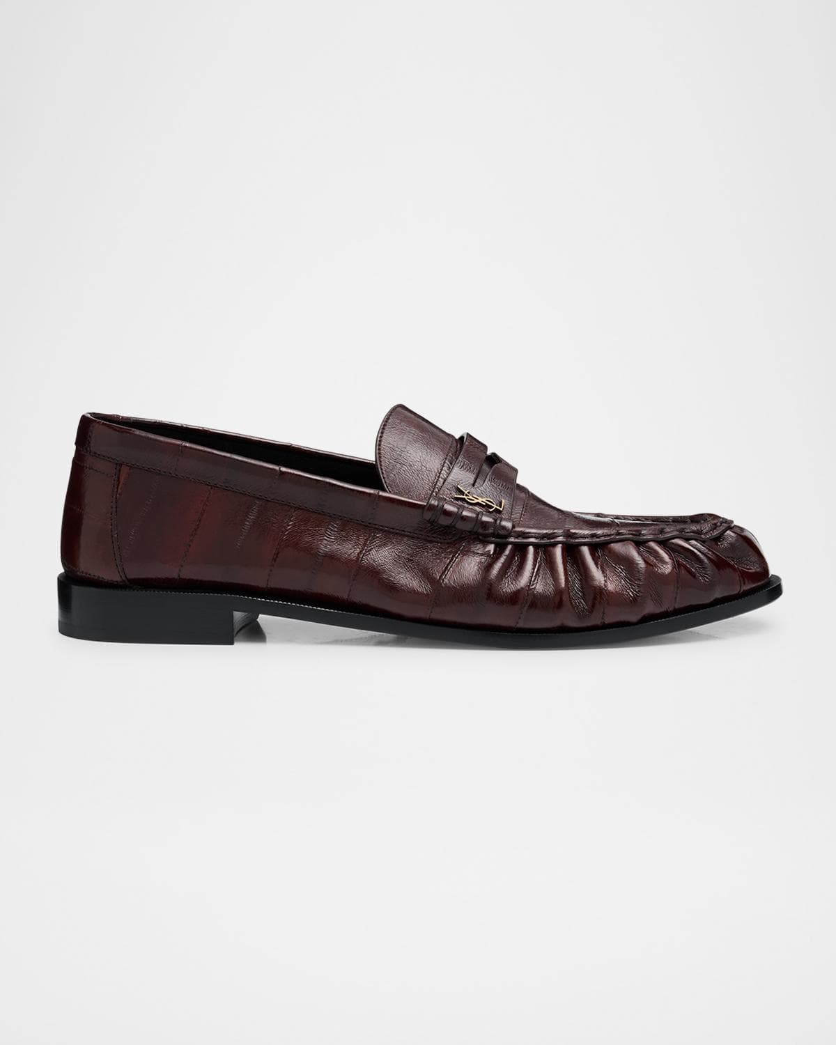Saint Laurent Men's Eel Leather Cassandre Penny Loafers · 45 EU (12D US)