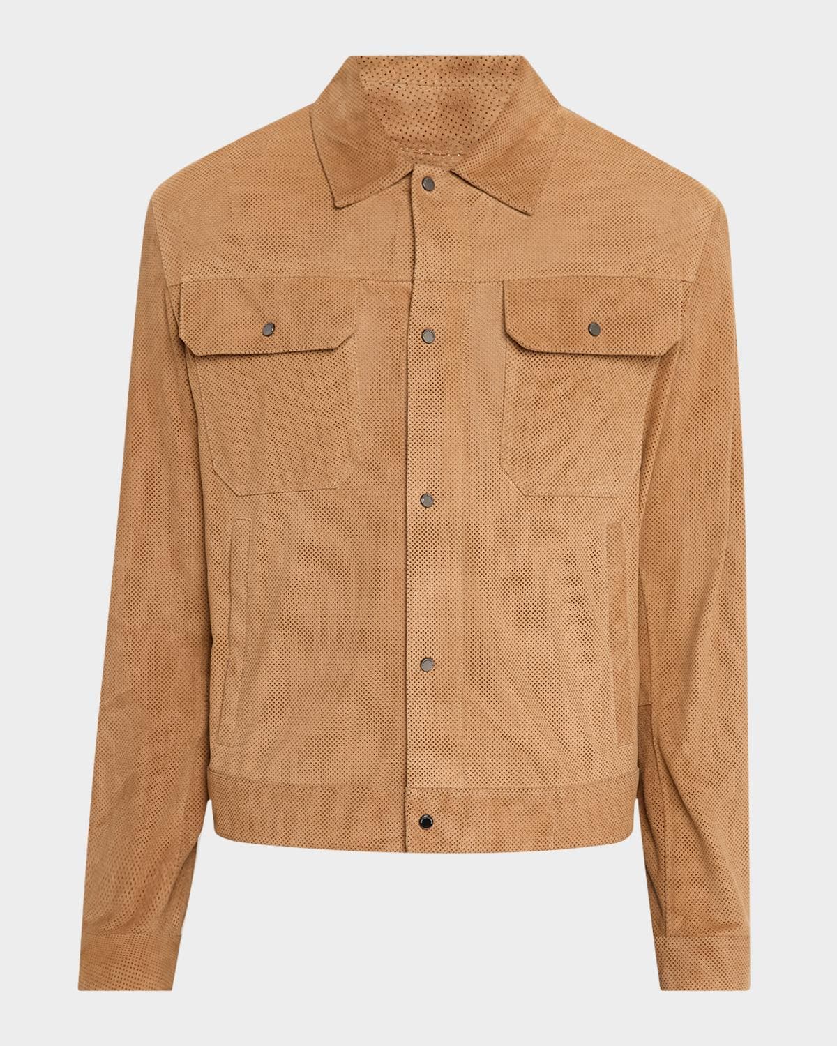 Emporio Armani Men's Perforated Suede Trucker Jacket