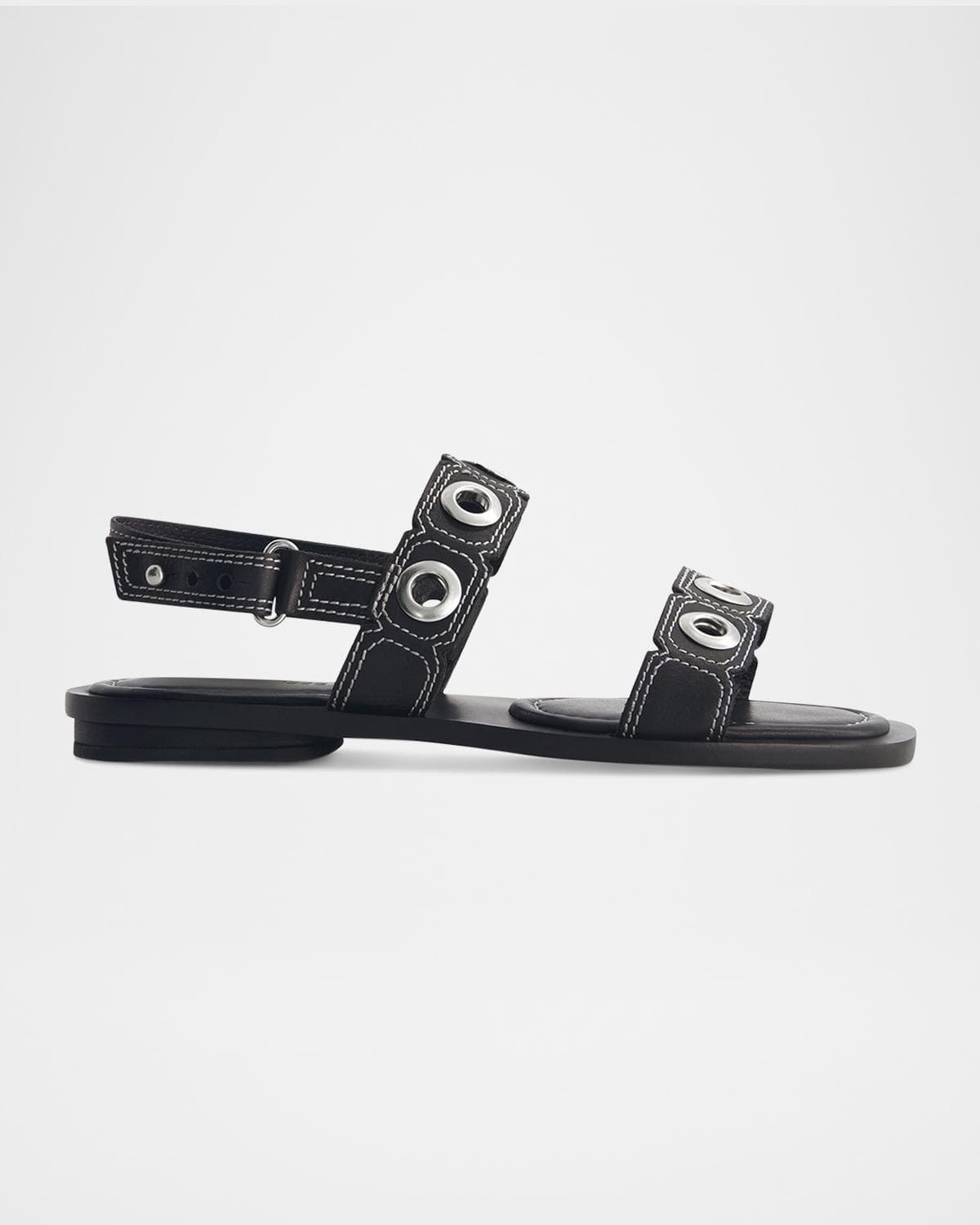 Bernardo 1946 Acro Leather Flat Slingback Sandals