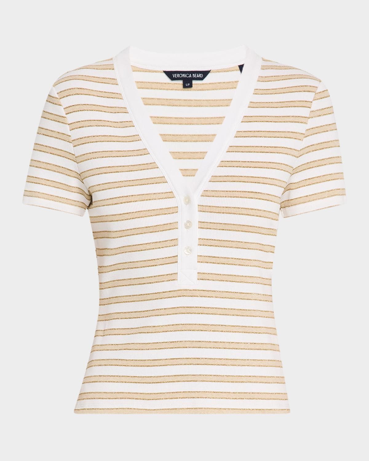 Veronica Beard Dekalb Stripe Short-Sleeve Top