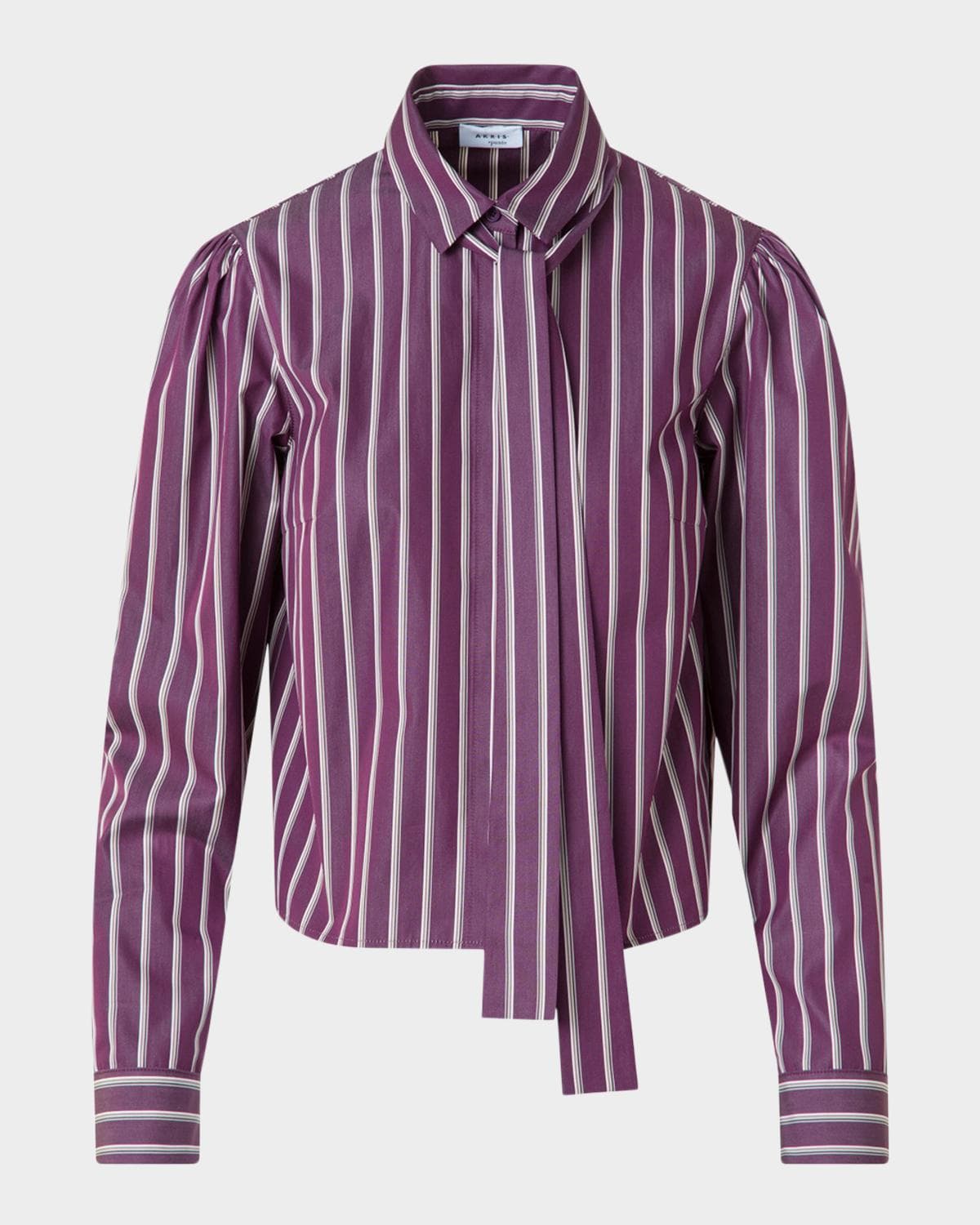 Akris punto Striped Tie-Neck Cotton Poplin Blouse · 4