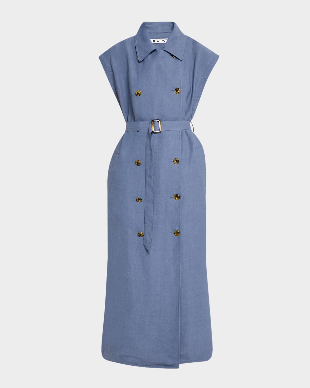ARGENT Double-Breasted Twill Trench Midi Dress · LARGE