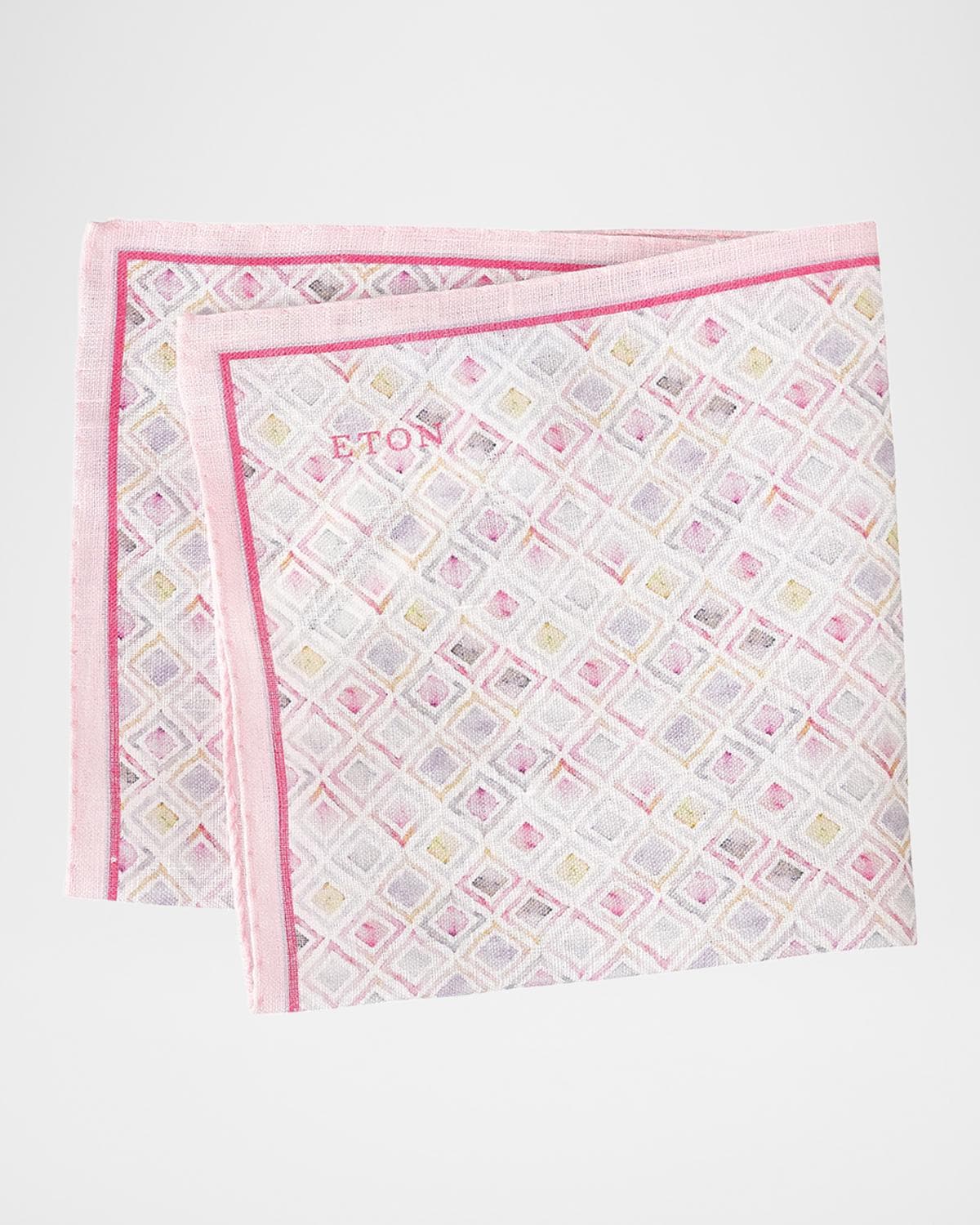 Eton Men's Diamond-Print Linen Pocket Square