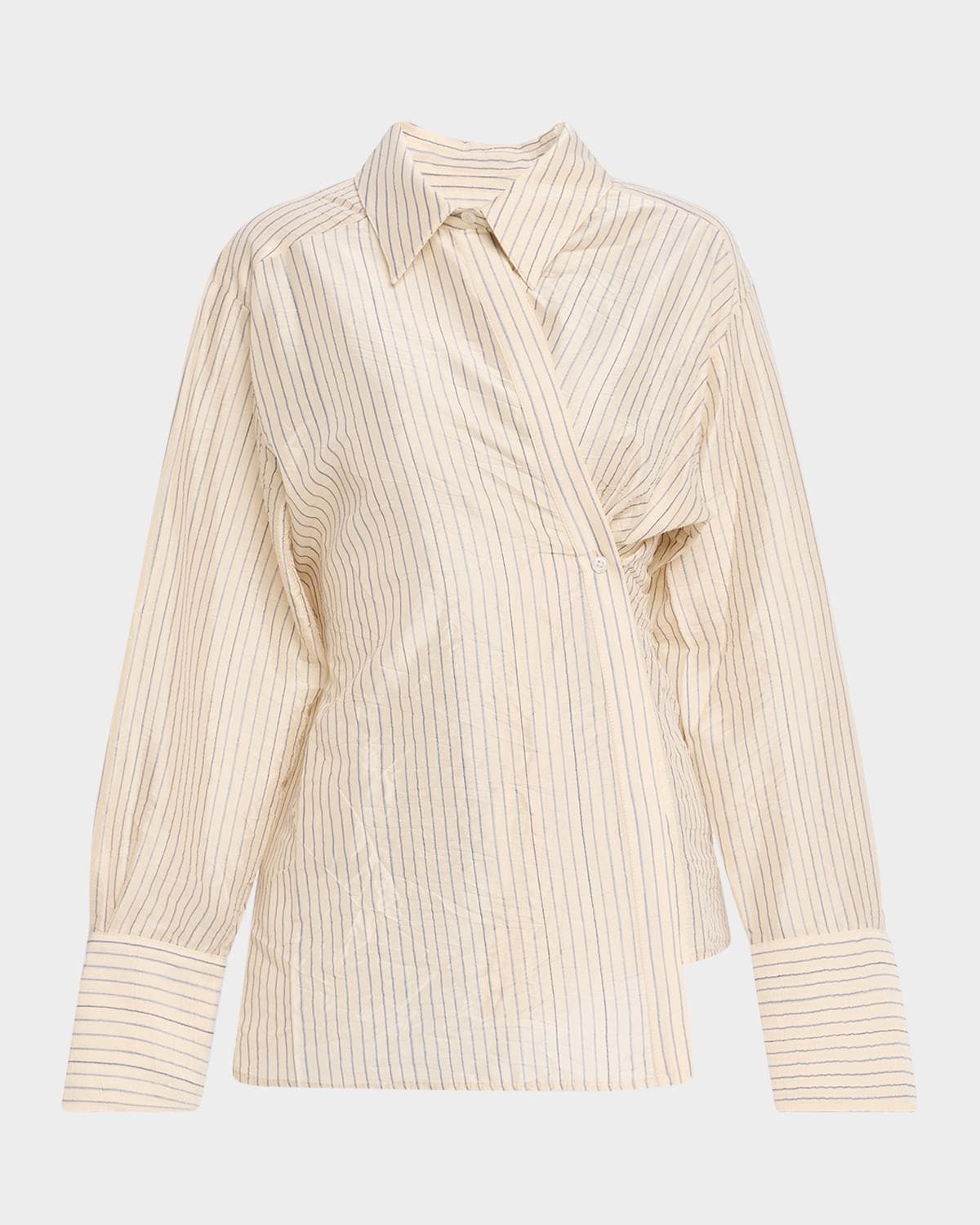Les Coyotes De Paris Pinstripe Asymmetric Long-Sleeve Shirt